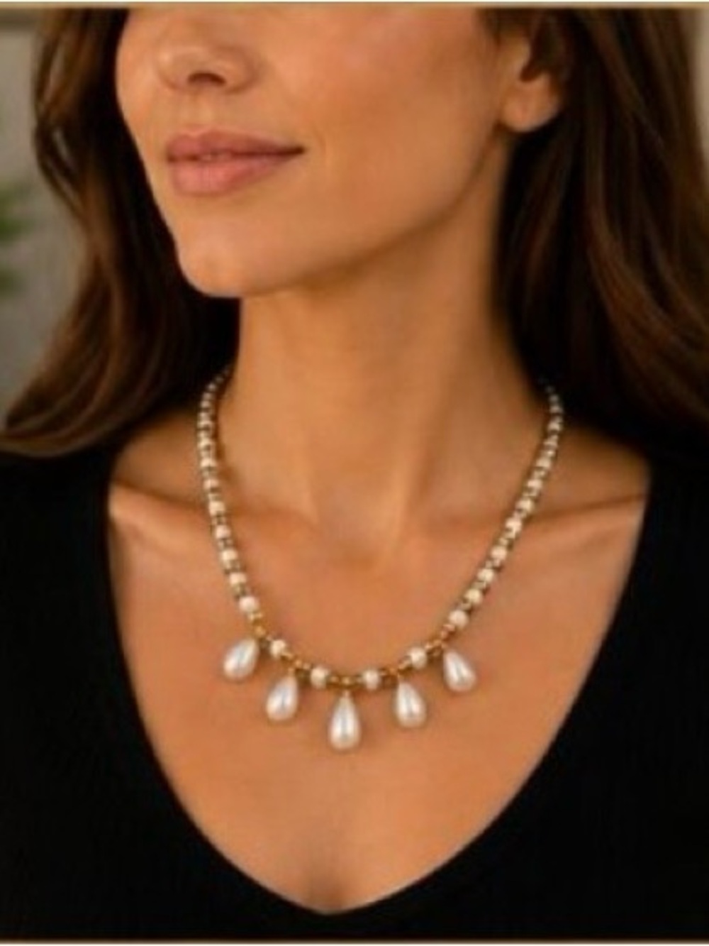 Plunder Vintage Inspired Pearl Dangle Necklace
